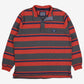 Vintage L.L. Bean Rugby Shirt T-Shirt 2XL Mens Grey 00s Striped Shirt Collar