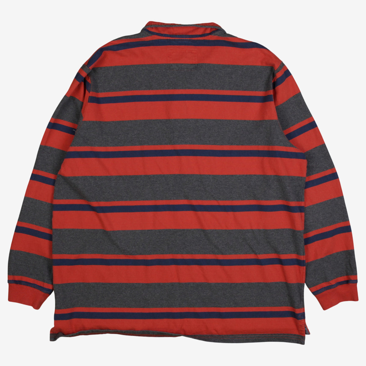 Vintage L.L. Bean Rugby Shirt T-Shirt 2XL Mens Grey 00s Striped Shirt Collar