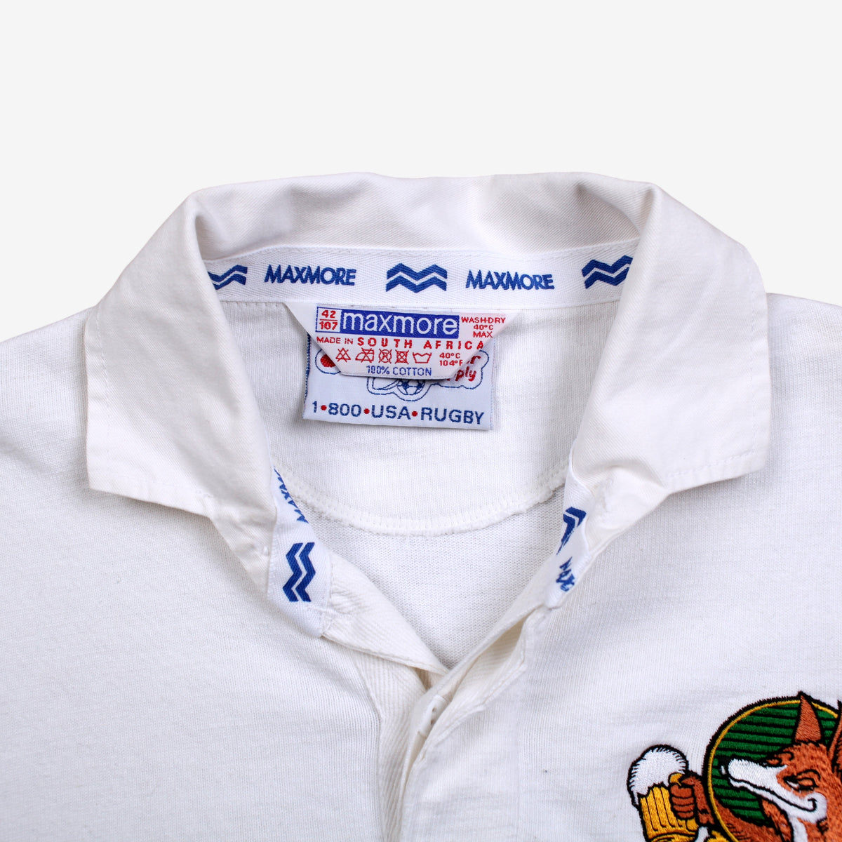 Vintage Maxmore Rugby Shirt T-Shirt M Mens 00s White Long Sleeve Logo
