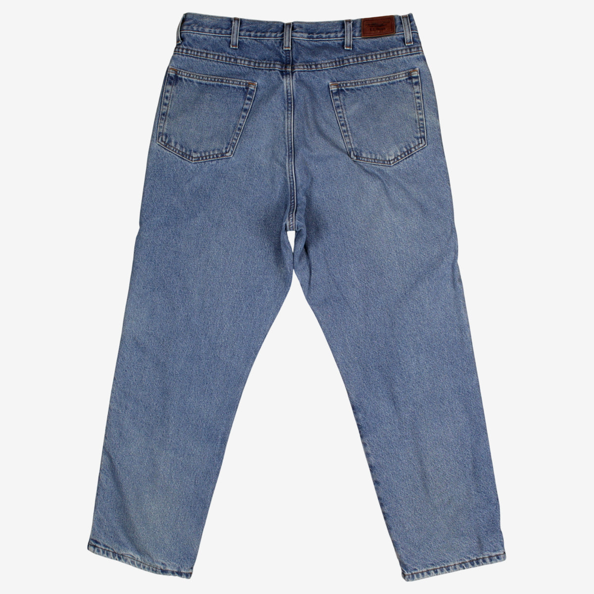 L.L. Bean Lined Loose Jeans 34x30 Blue 00s Light Stonewash Straight Denim