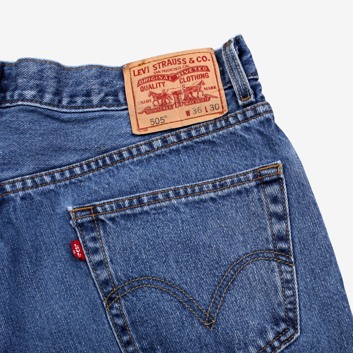 Levis 505 Jeans 34x29 Blue 00s Regular Straight Medium Stonewash Denim