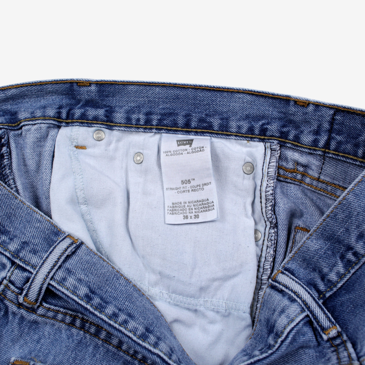 Levis 505 Jeans 36x30 Blue 00s Regular Straight Medium Stonewash Denim