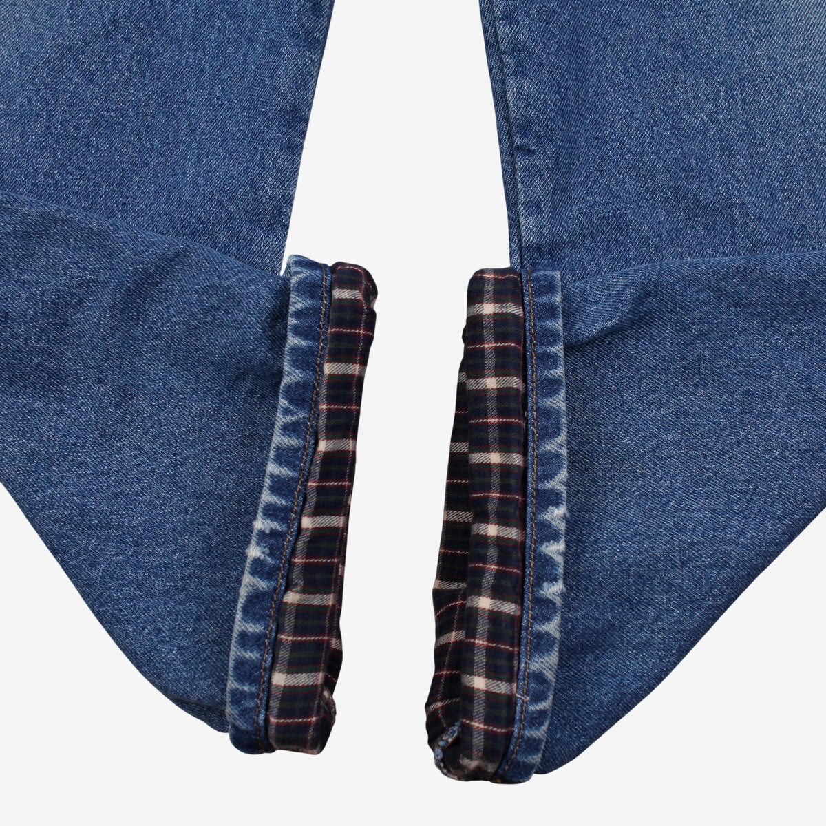 Vintage L.L.Bean Jeans 34x30 Blue Plaid Lined Stonewash Comfort Waist Denim