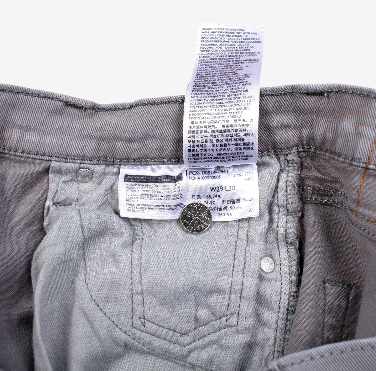 Levis 514 Jeans 29x30 Mens 00s Grey Regular Straight Stonewash Casual Denim