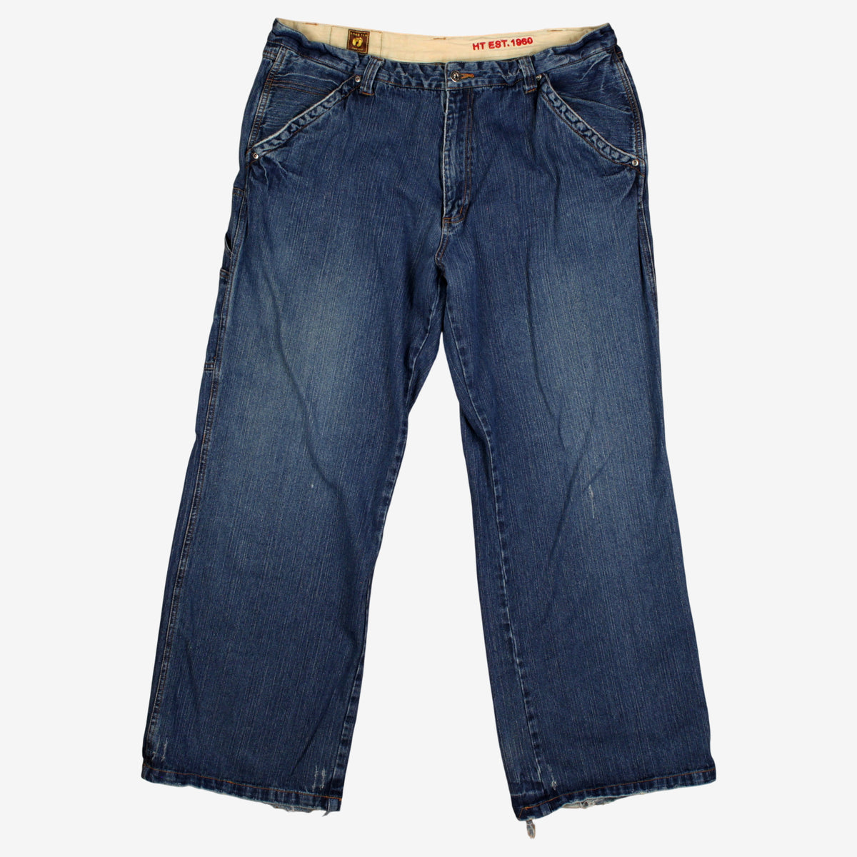Hang Ten Baggy Y2K Jeans 38x32 Mens 00s Blue Wide Carpenter Skater Surf Denim