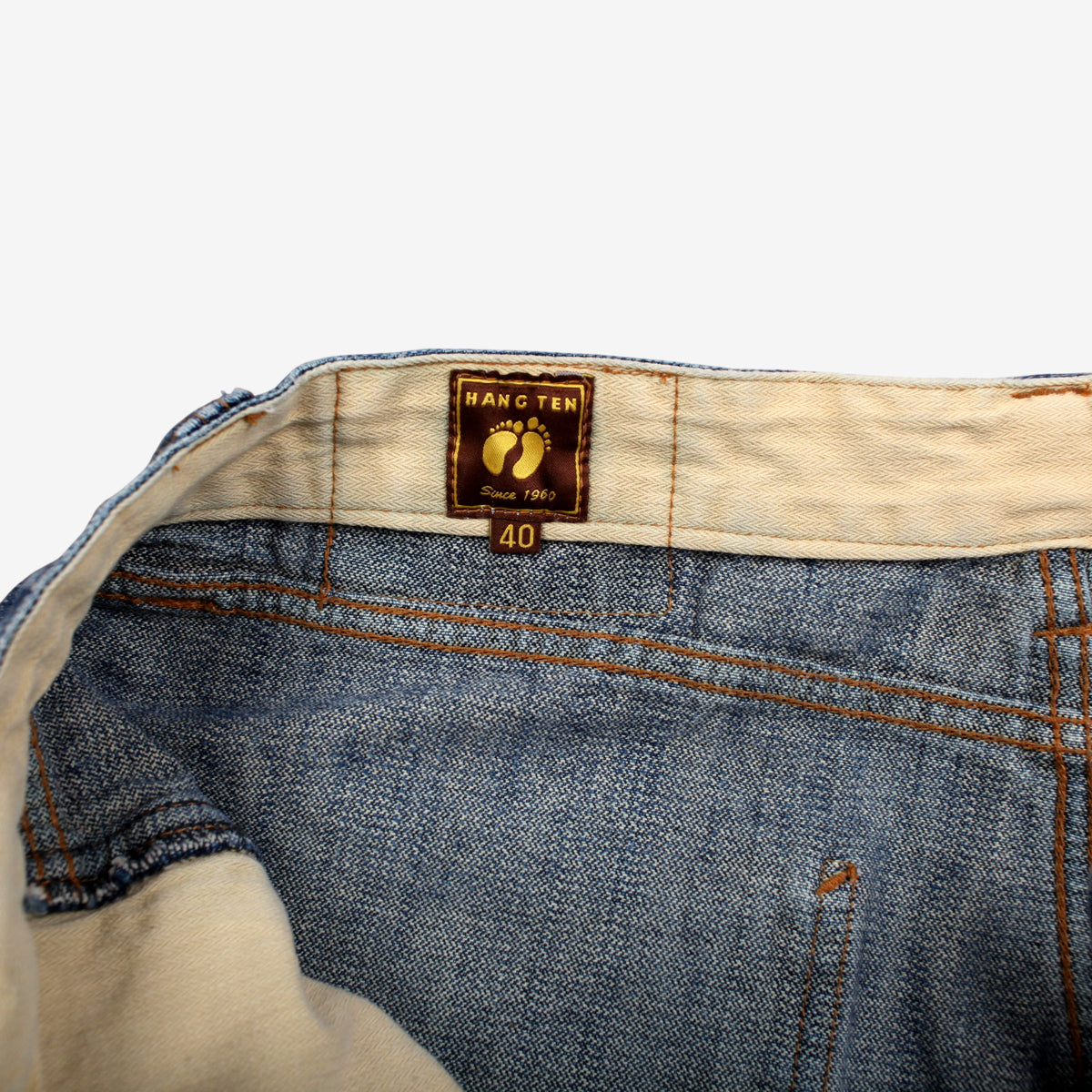 Hang Ten Baggy Y2K Jeans 38x32 Mens 00s Blue Wide Carpenter Skater Surf Denim