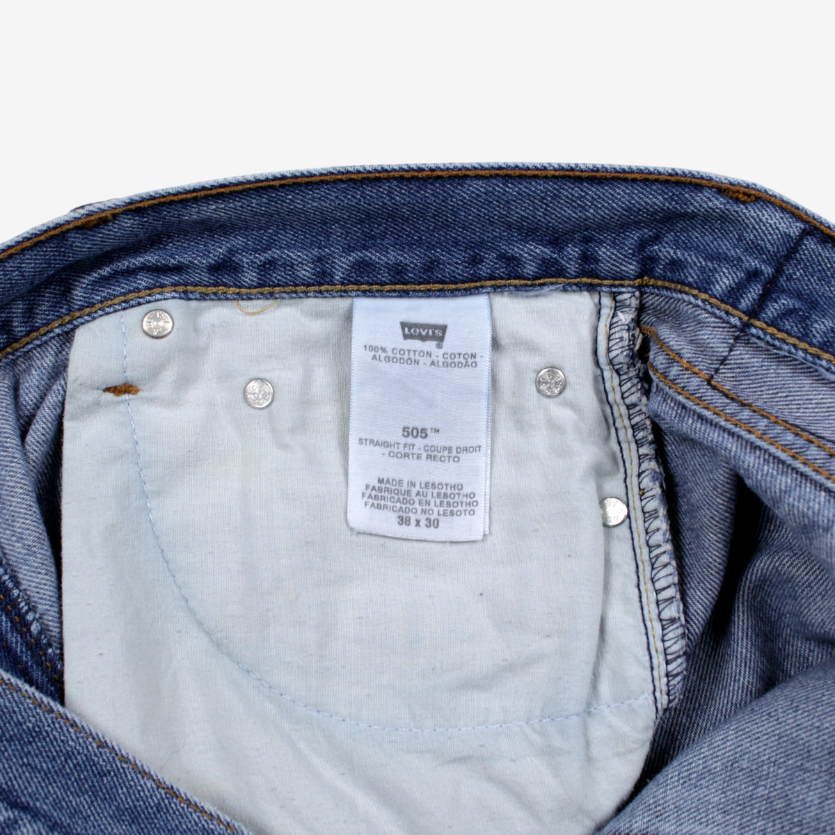 Levis 505 Jeans 38x30 Mens Blue 00s Regular Straight Stonewash Mid Rise Denim