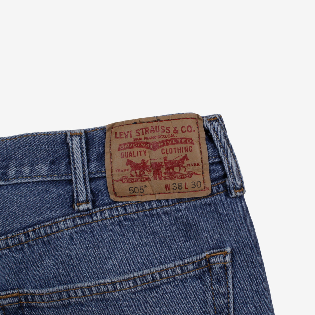Levis 505 Jeans 38x30 Mens Blue 00s Regular Straight Stonewash Mid Rise Denim