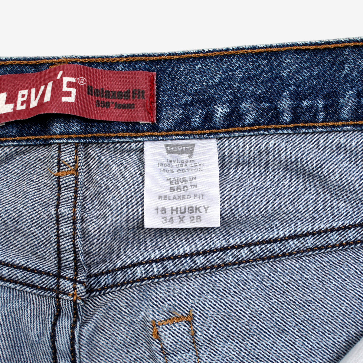 Levis 550 Baggy Jeans 34x28 Womens Blue 00s Wide Leg Relaxed Stonewash Denim