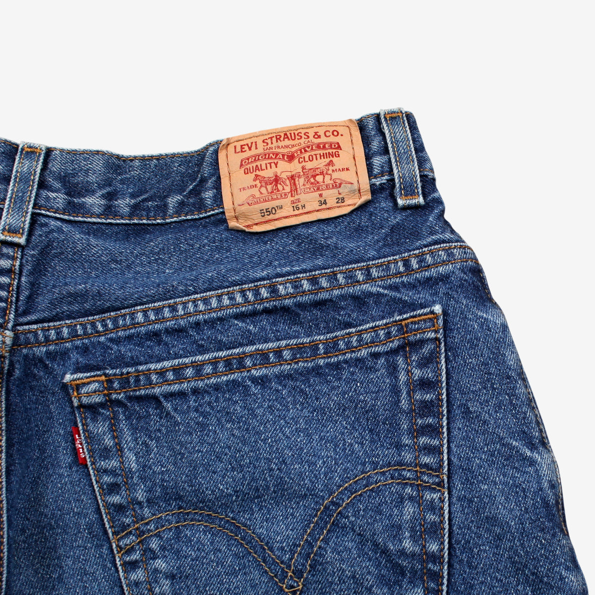 Levis 550 Baggy Jeans 34x28 Womens Blue 00s Wide Leg Relaxed Stonewash Denim
