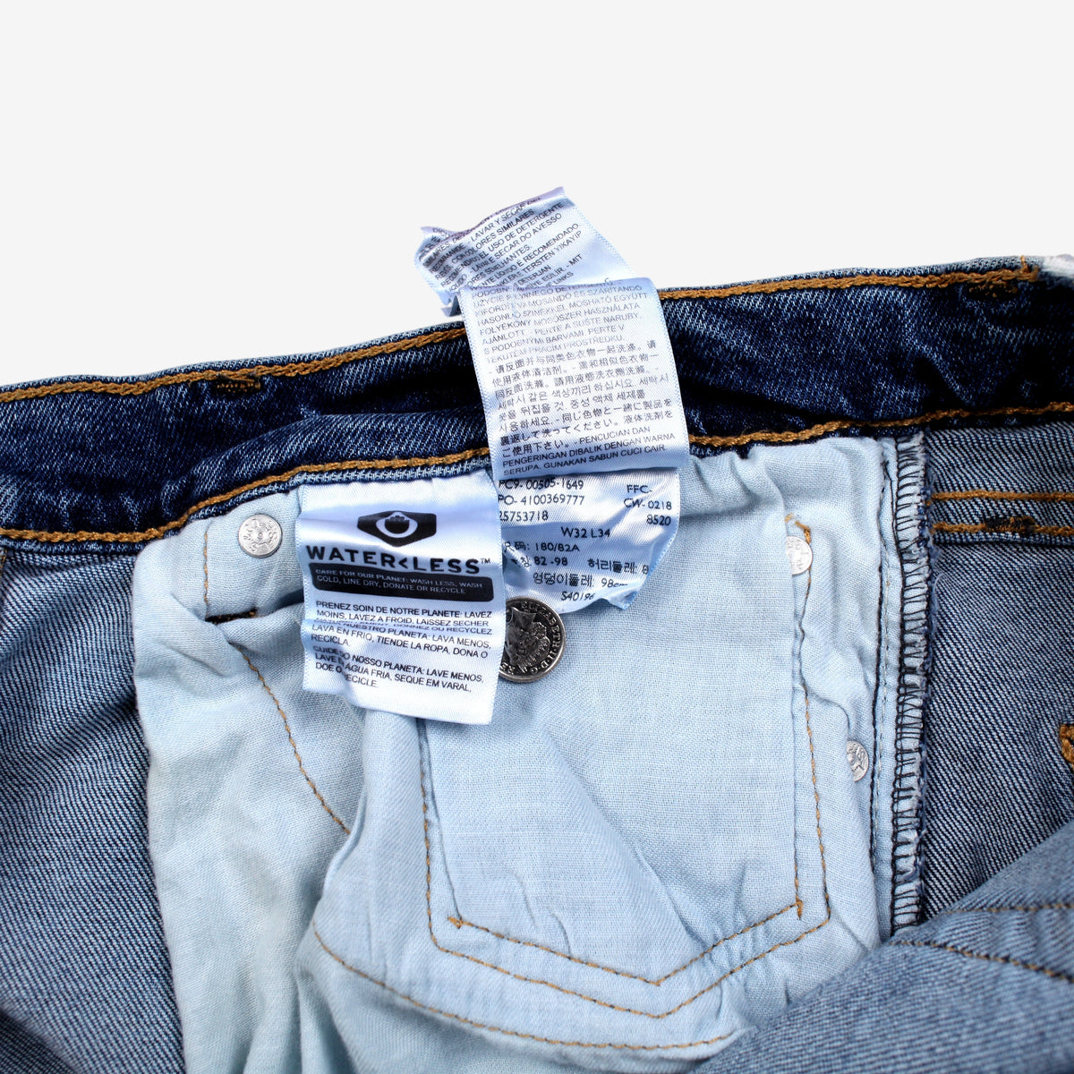 Levis 505 Jeans 32x34 Mens 00s Blue Regular Straight Medium Stonewash Denim