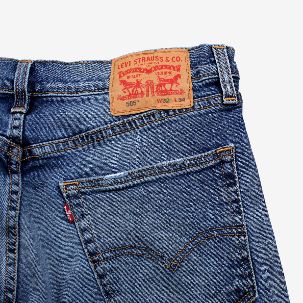 Levis 505 Jeans 32x34 Mens 00s Blue Regular Straight Medium Stonewash Denim