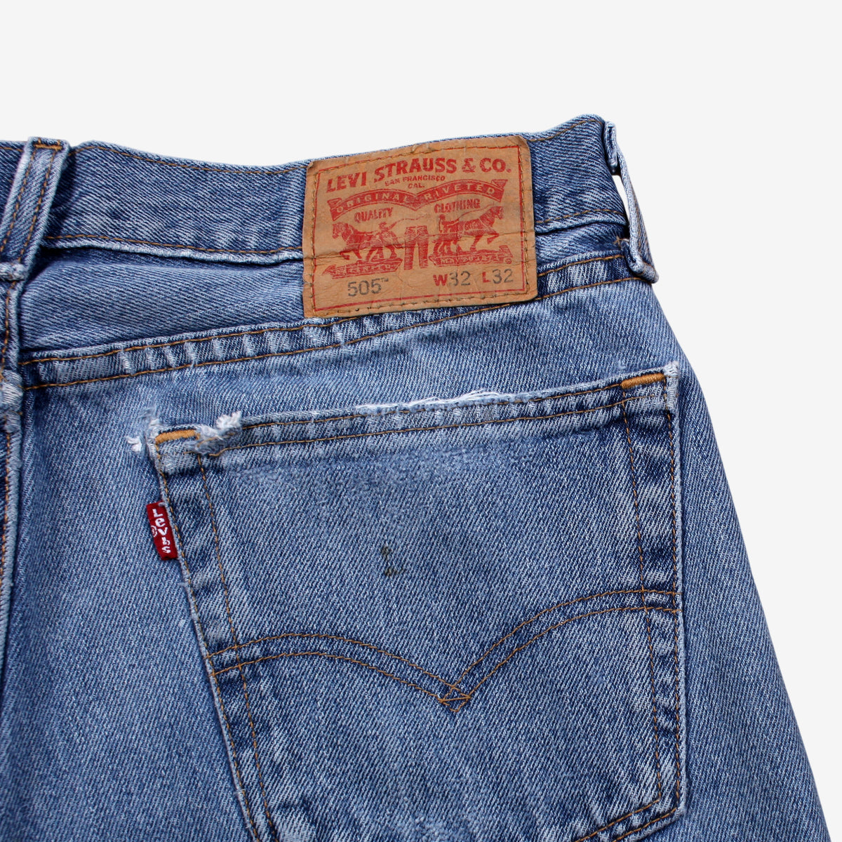Levis 505 Jeans 32x31 Mens 00s Blue Regular Straight Light Stonewash Denim