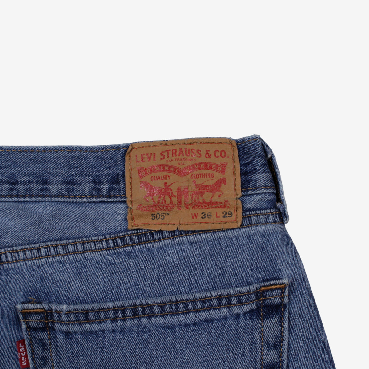 Levis 505 Jeans 36x29 Mens 00s Blue Regular Straight Medium Stonewash Denim