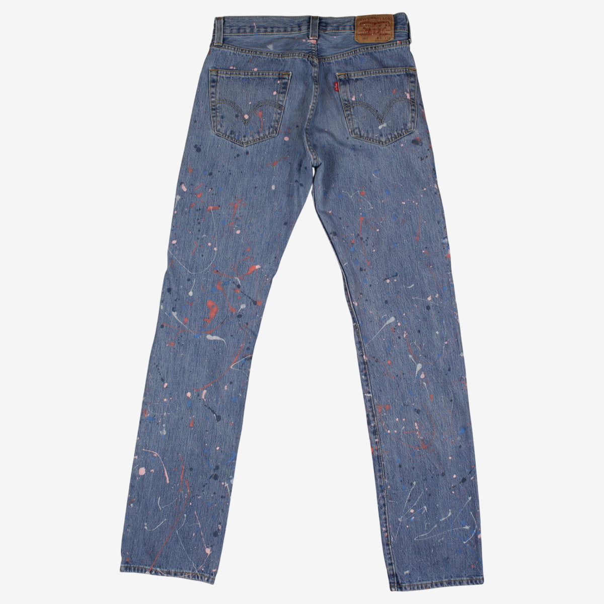 Levis 501 Jeans 31x36 Womens 00s Blue Regular Straight Paint Splatter Denim
