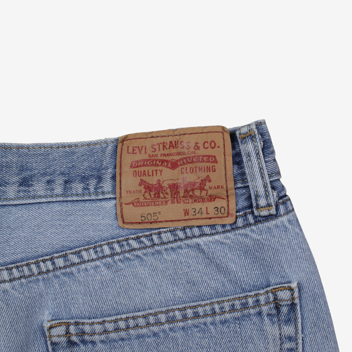 Levis 505 Jeans 33x30 Mens Blue Regular Straight Stonewash Paint Splatter Denim