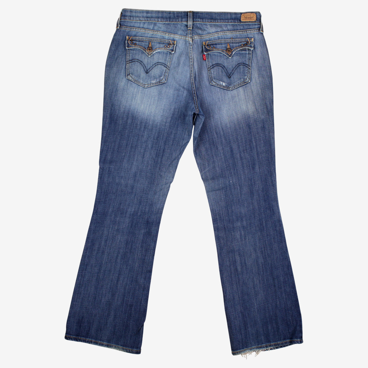 Levis Flare Jeans 36x34 Womens 00s Blue Bootcut Medium Stonewash Embellished Y2K