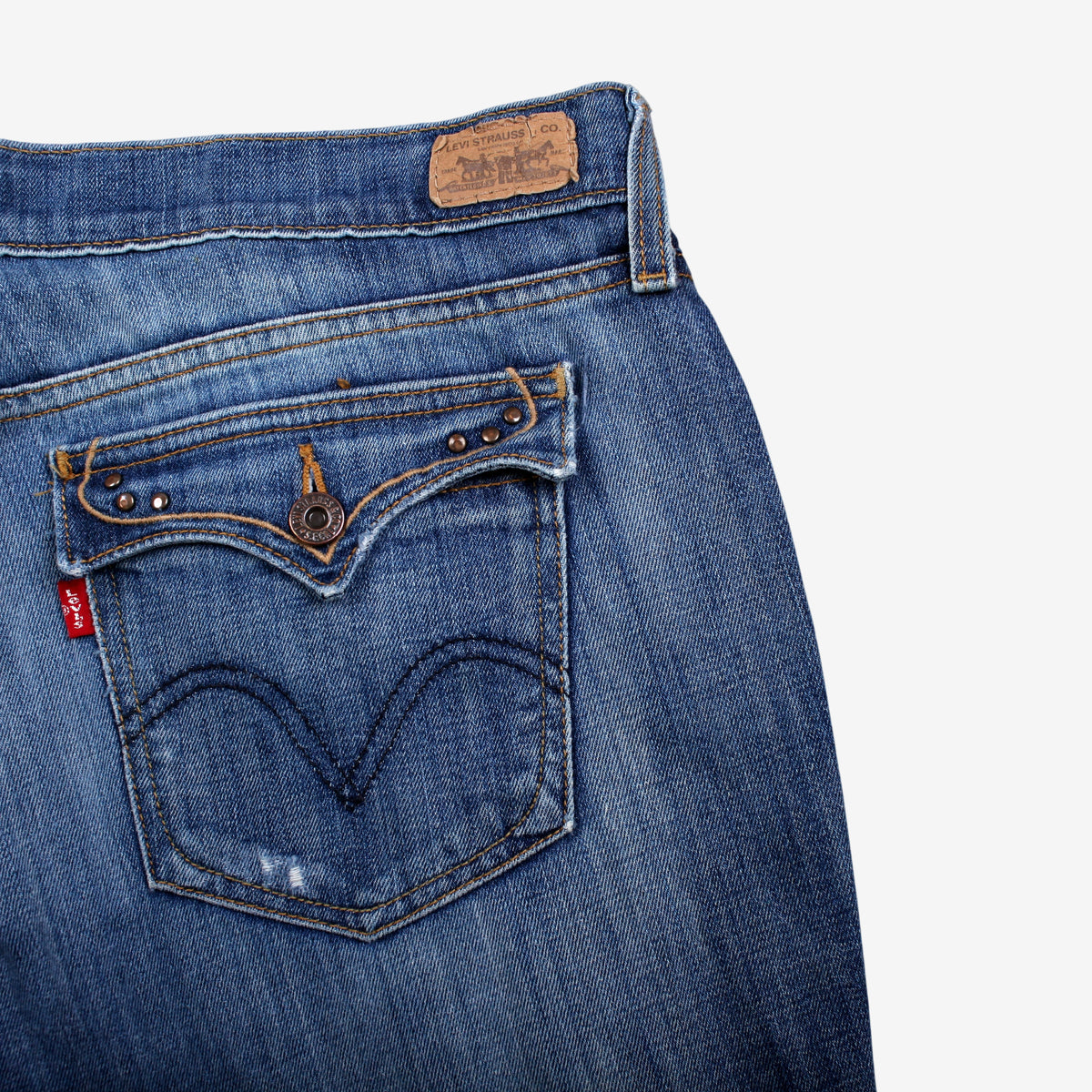 Levis Flare Jeans 36x34 Womens 00s Blue Bootcut Medium Stonewash Embellished Y2K