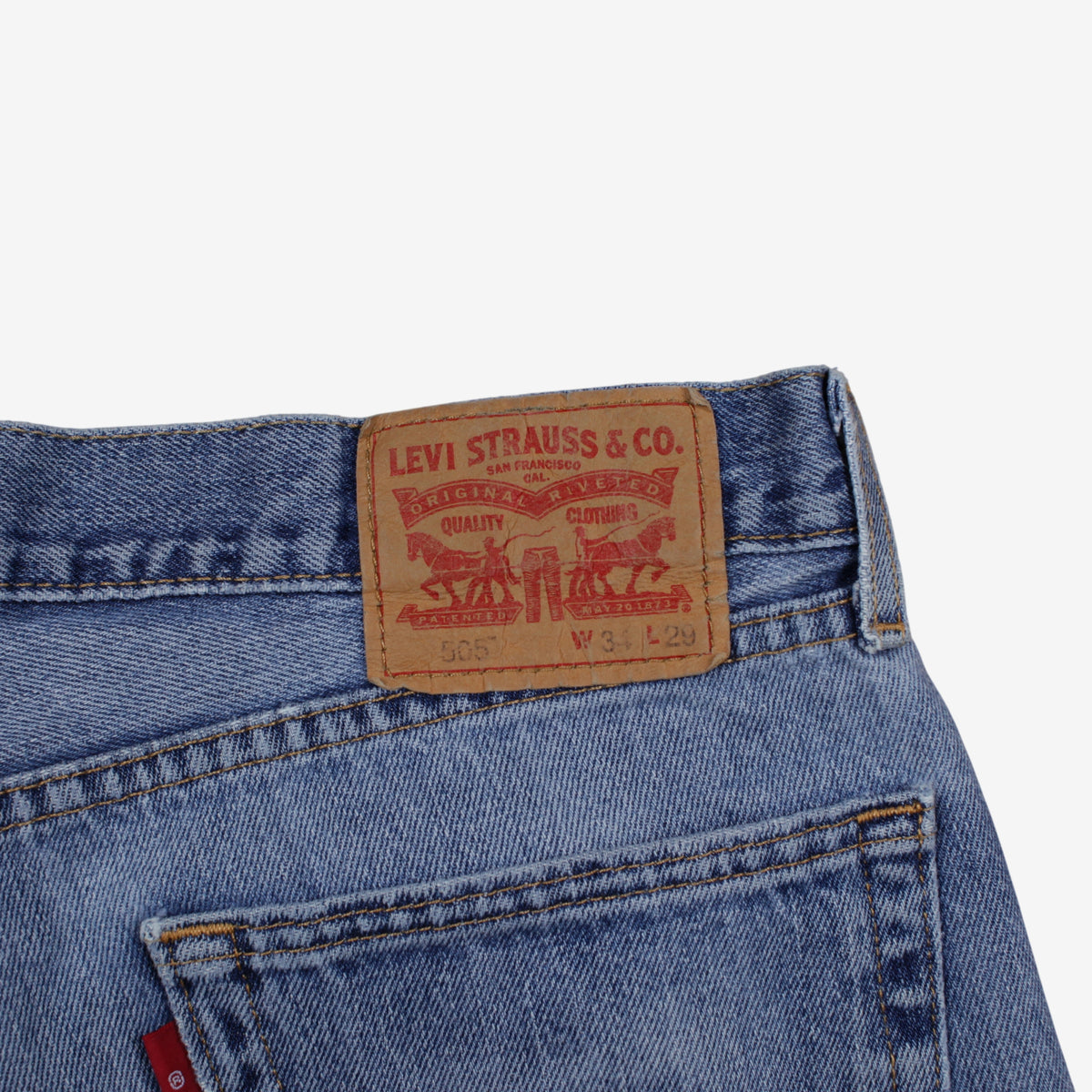 Levis 505 Jeans 34x28 Mens 00s Blue Regular Straight Light Stonewash Denim
