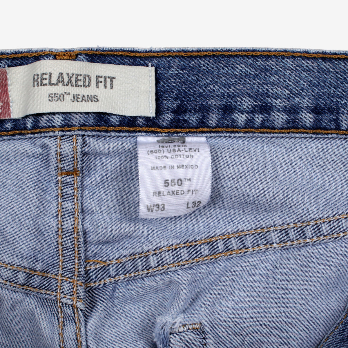 Levis 550 Jeans 33x31 Mens 00s Blue Relaxed Taper Light Stonewash Denim