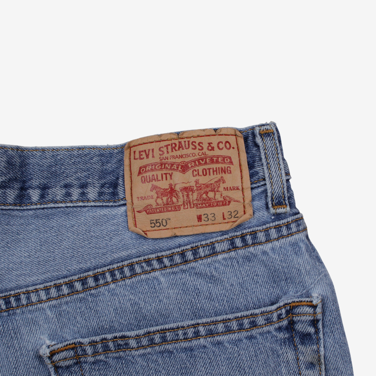 Levis 550 Jeans 33x31 Mens 00s Blue Relaxed Taper Light Stonewash Denim