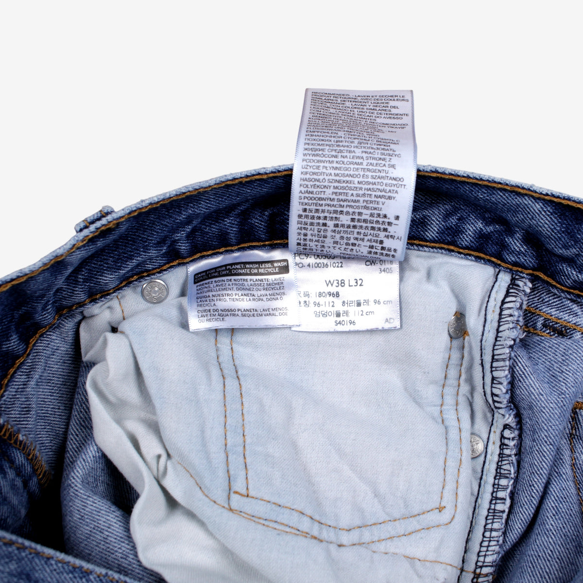 Levis 505 Jeans 38x32 Mens 00s Blue Regular Straight Medium Stonewash Denim