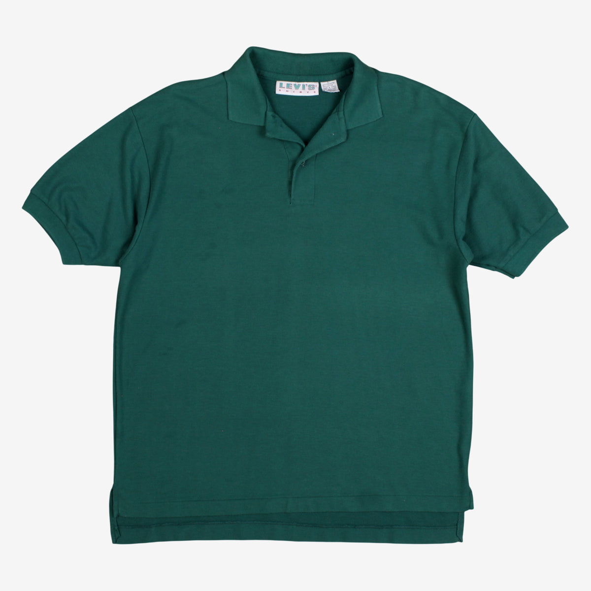 Vintage Levi's Polo Shirt L Mens 90s Green Pique Knit USA Made Single Stitch