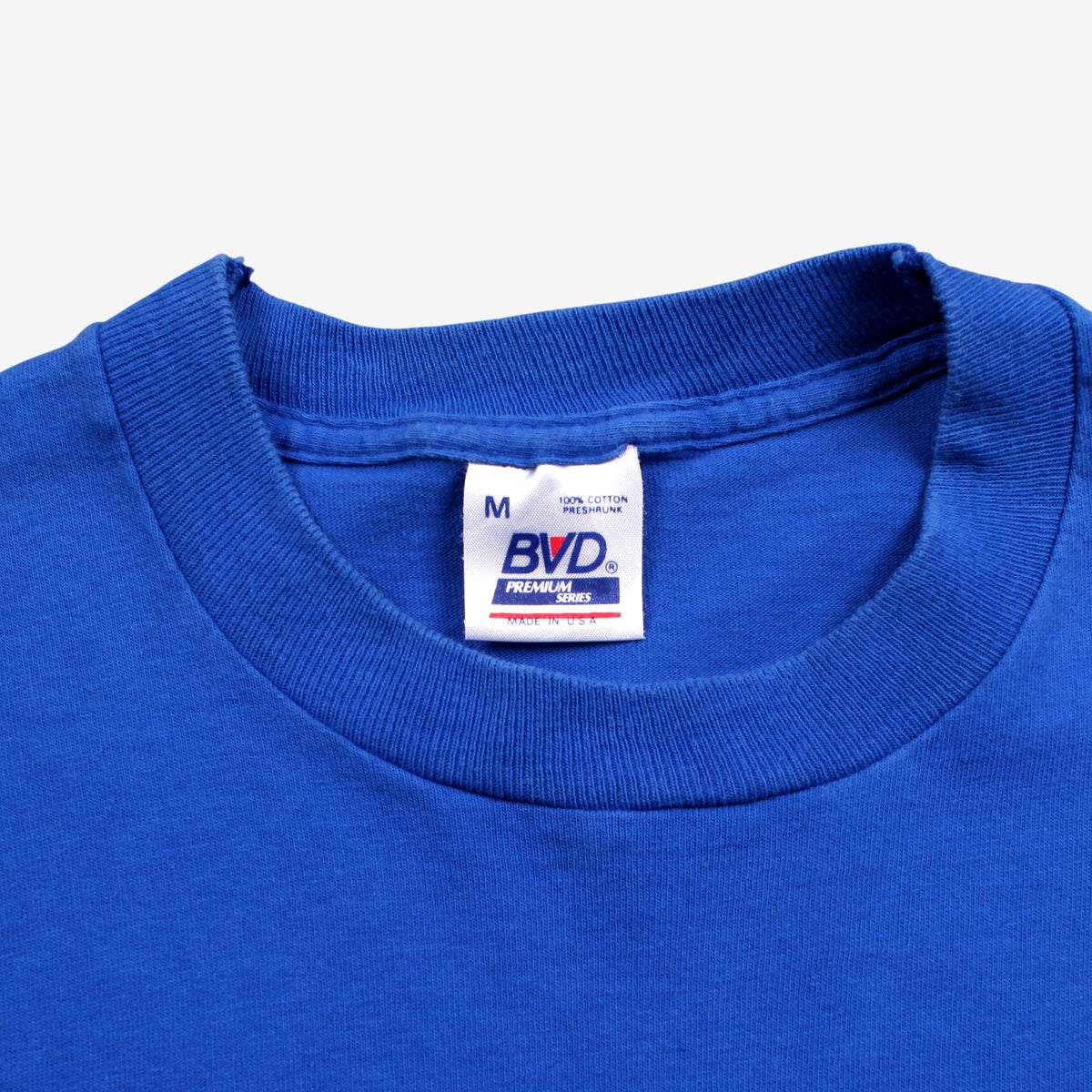 Vintage BVD Single Stitch Blank T-Shirt S Mens 90s Pocket Blue USA Made Classic