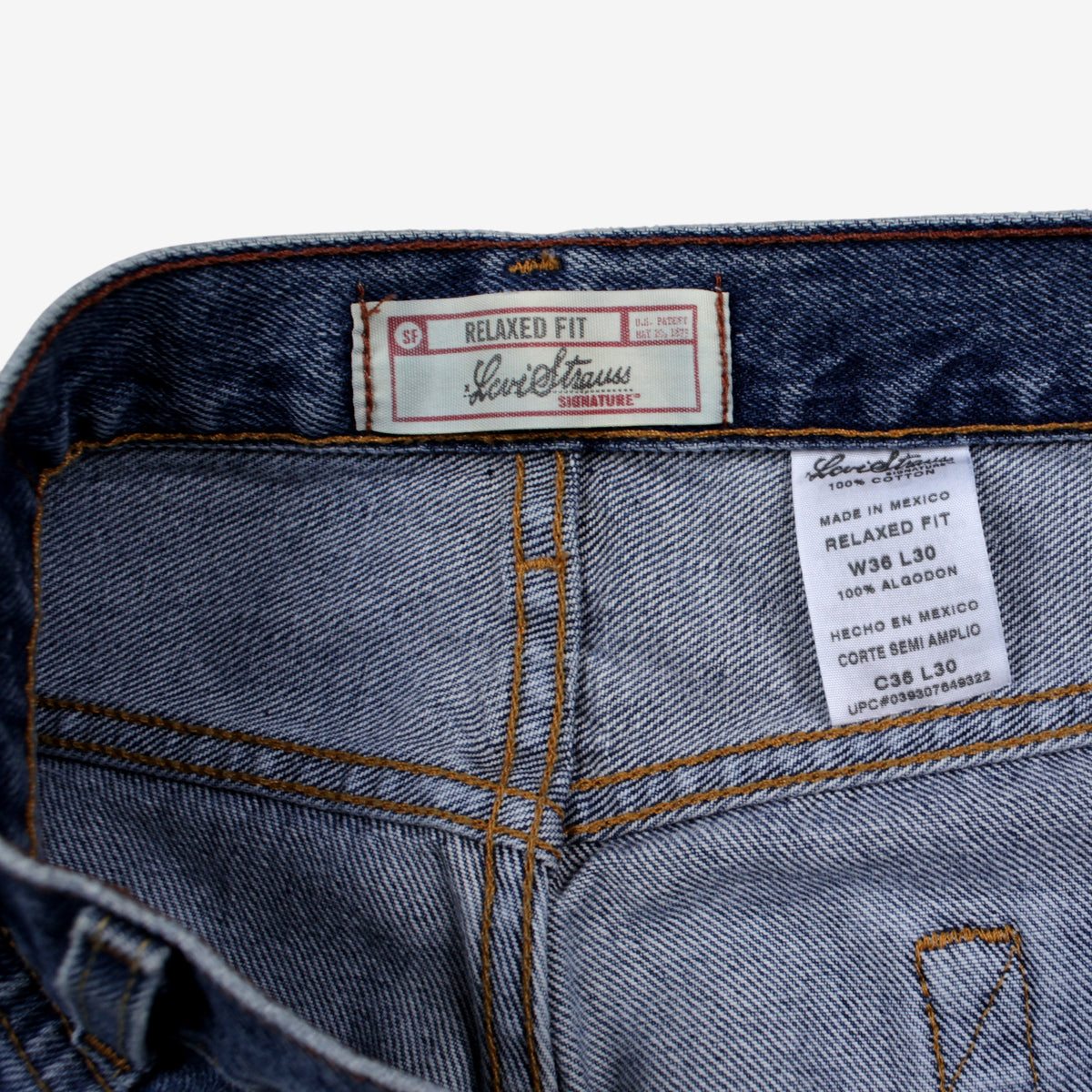 Levis Jeans 36x30 Mens 00s Blue Signature Relaxed Straight Stonewash Denim