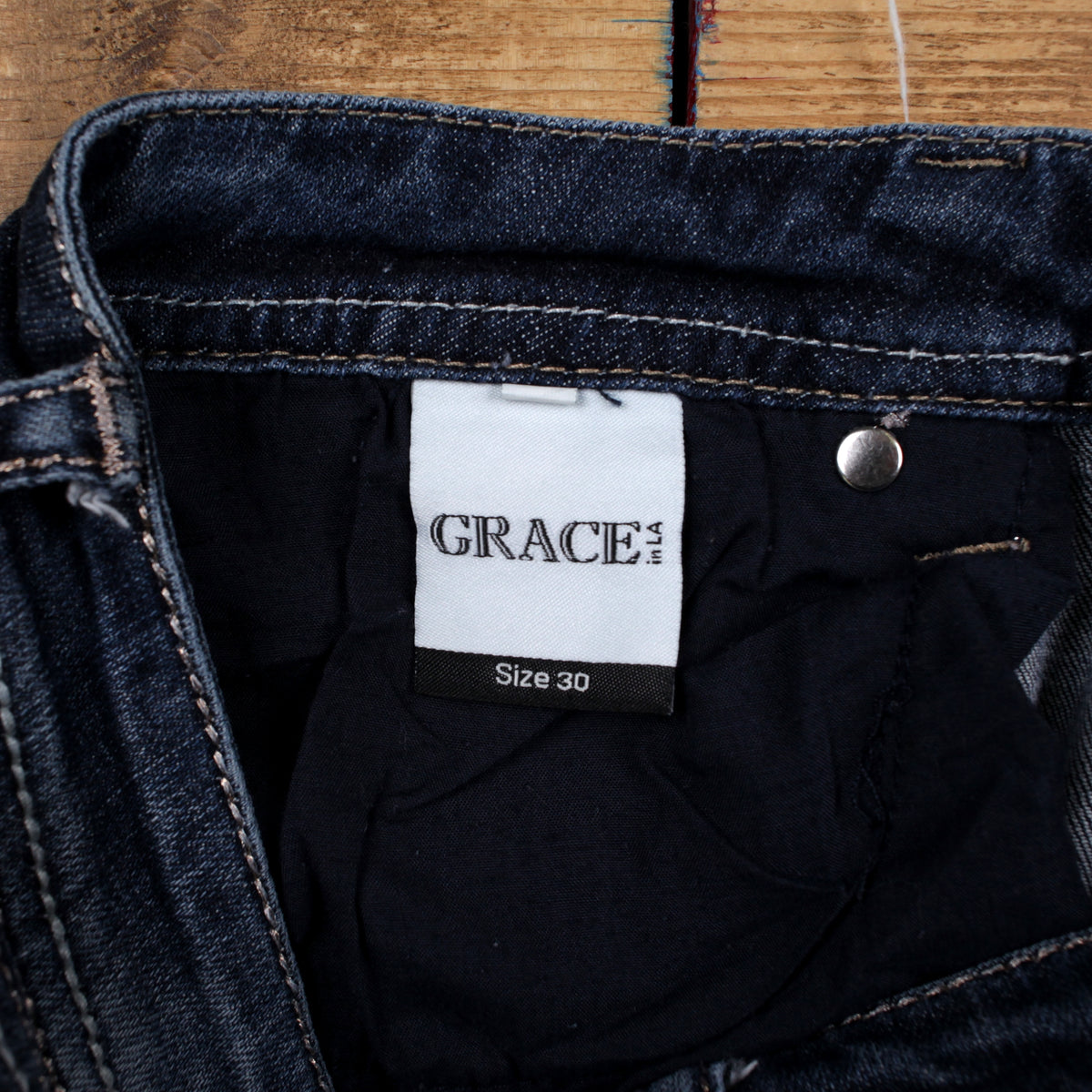 GRACE in LA Jeans 30x32 Womens 00s Y2K Blue Bootcut Embellished Stonewash Denim