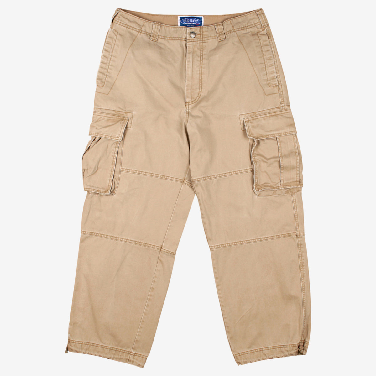 Old Navy Baggy Cargo Trousers 34x30 Mens 00s Beige Twill Y2k Streetwear
