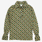 Vintage Sears JR Bazaar Polo Shirt S Mens 70s Green Geometric Retro Mod