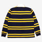 Chaps Rugby Shirt XL Mens 00s Striped Embroidered Logo Blue Long Sleeve