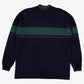 Vintage L.L. Bean T-shirt XL Mens 90s Striped Mock Neck USA Made Preppy Blue