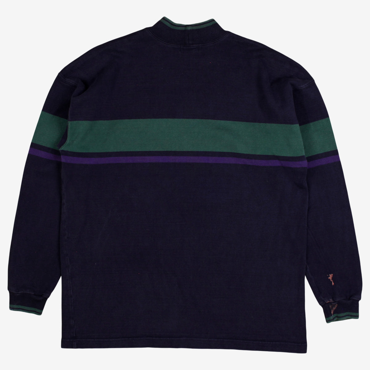 Vintage L.L. Bean T-shirt XL Mens 90s Striped Mock Neck USA Made Preppy Blue