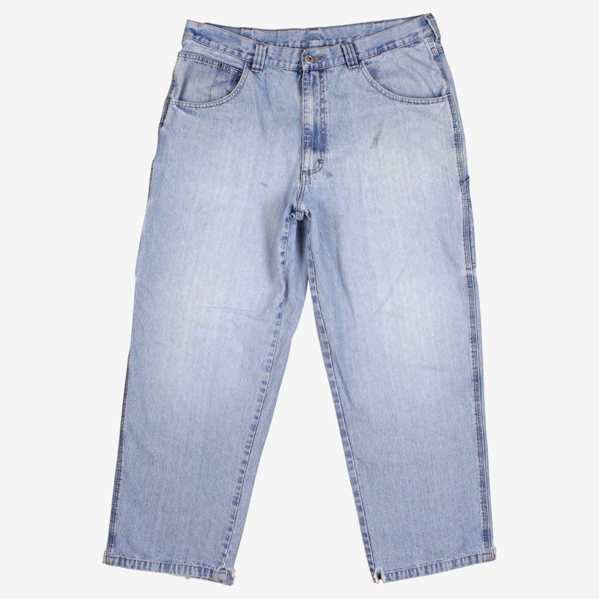 Wrangler Carpenter Jeans 36x30 Mens Blue Wide Light Stonewash Workwear Denim