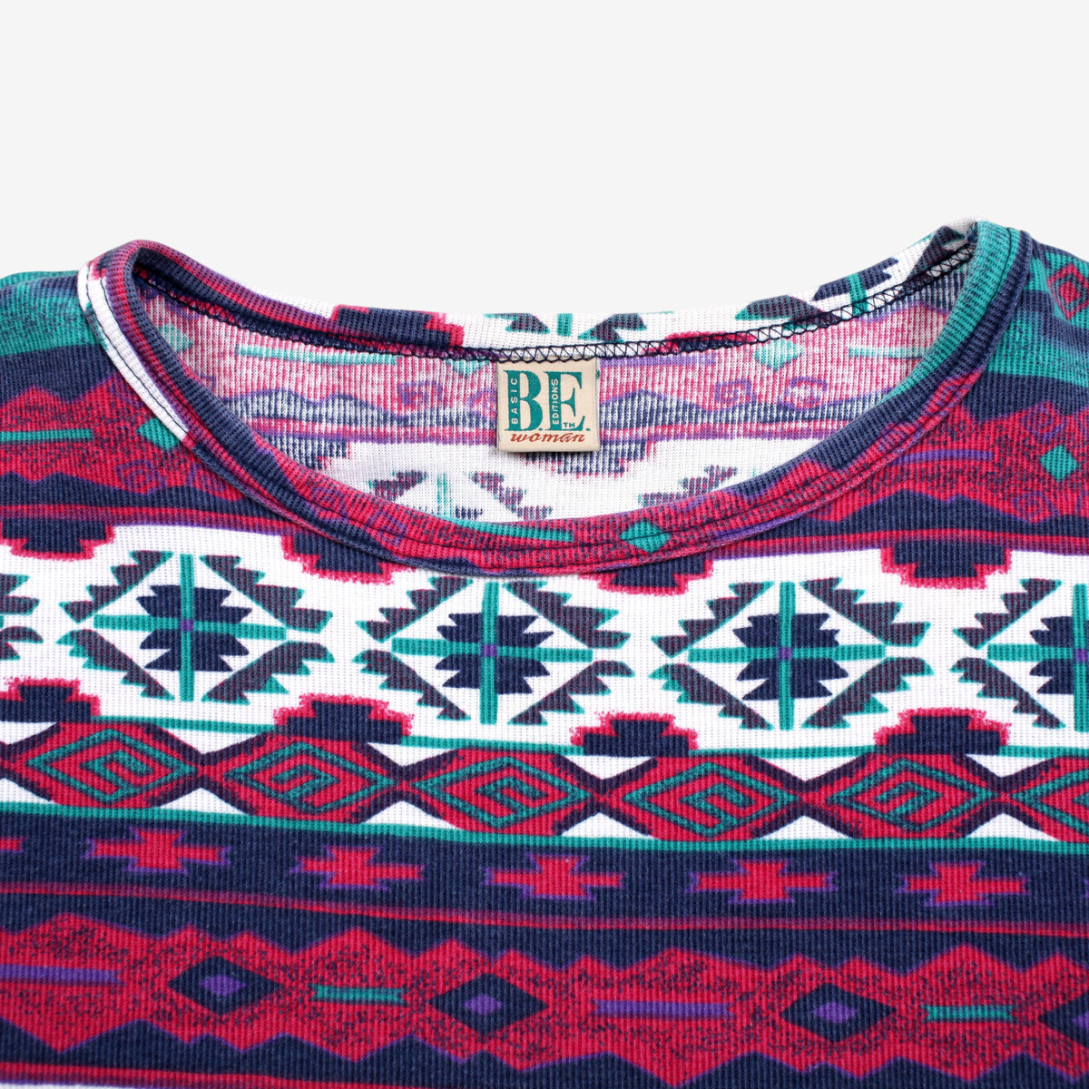 Vintage Be T-Shirt XL Mens Pink 90s Geometric Pattern Red Blue Green Boxy