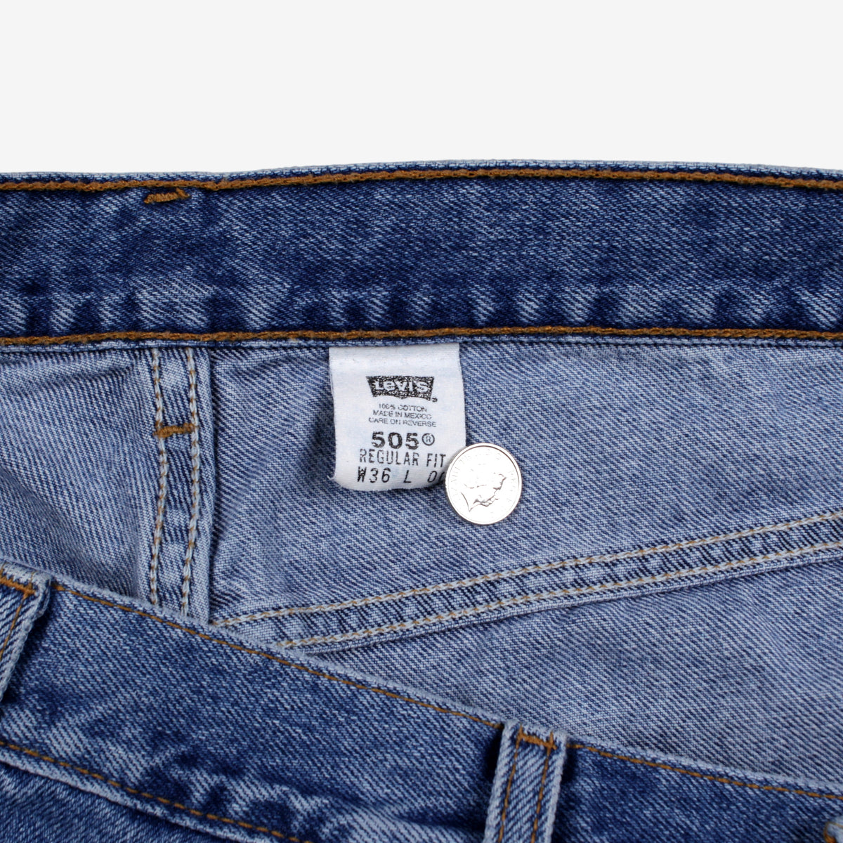 Vintage Levis 505 Denim Jorts 35 Mens 90s Blue Baggy Zip Fly Western