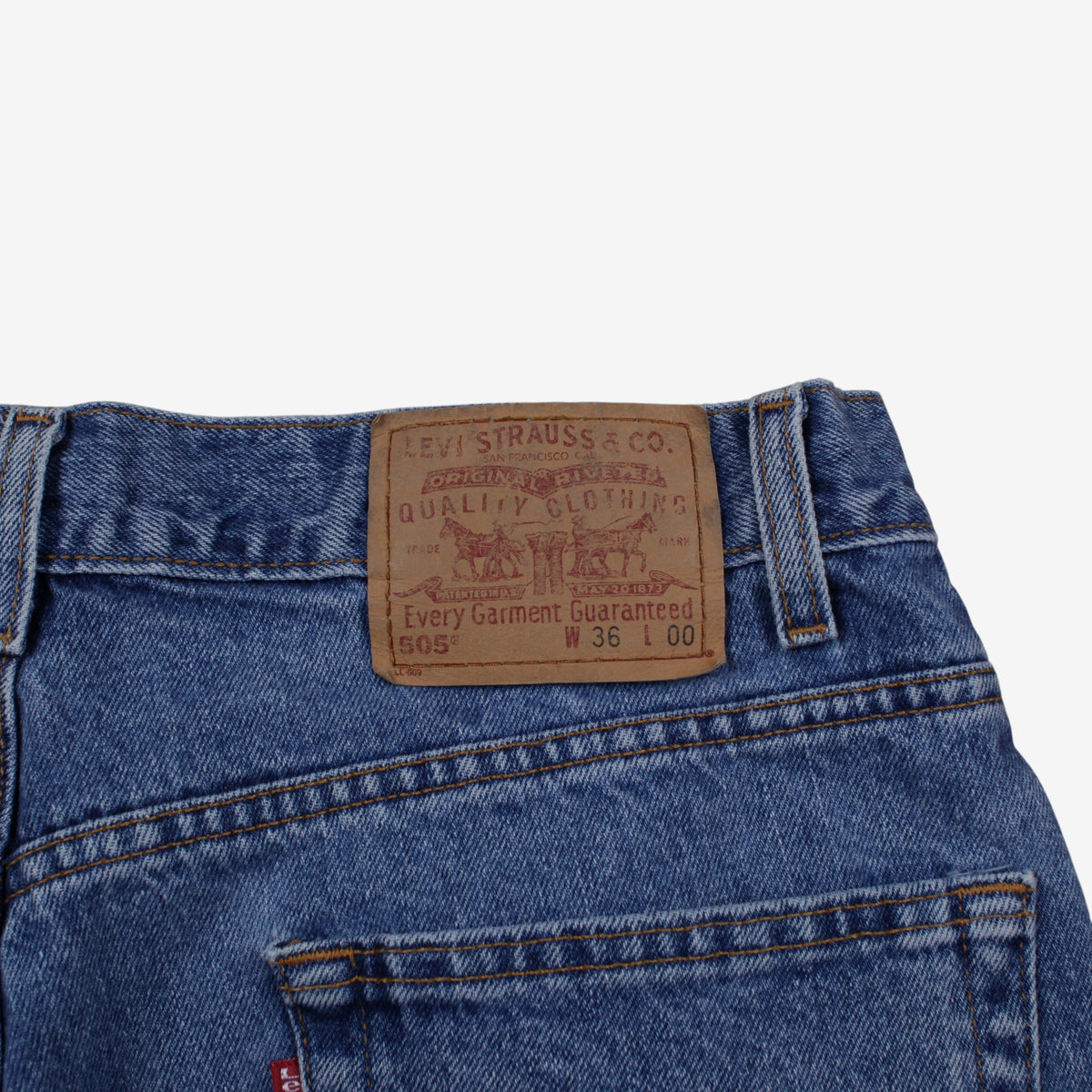 Vintage Levis 505 Denim Jorts 35 Mens 90s Blue Baggy Zip Fly Western