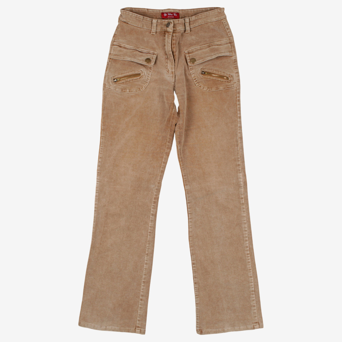 Yi Wei Ni Corduroy Trousers Pants 27x31 Womens Y2k Beige Pockets Streetwear Cord