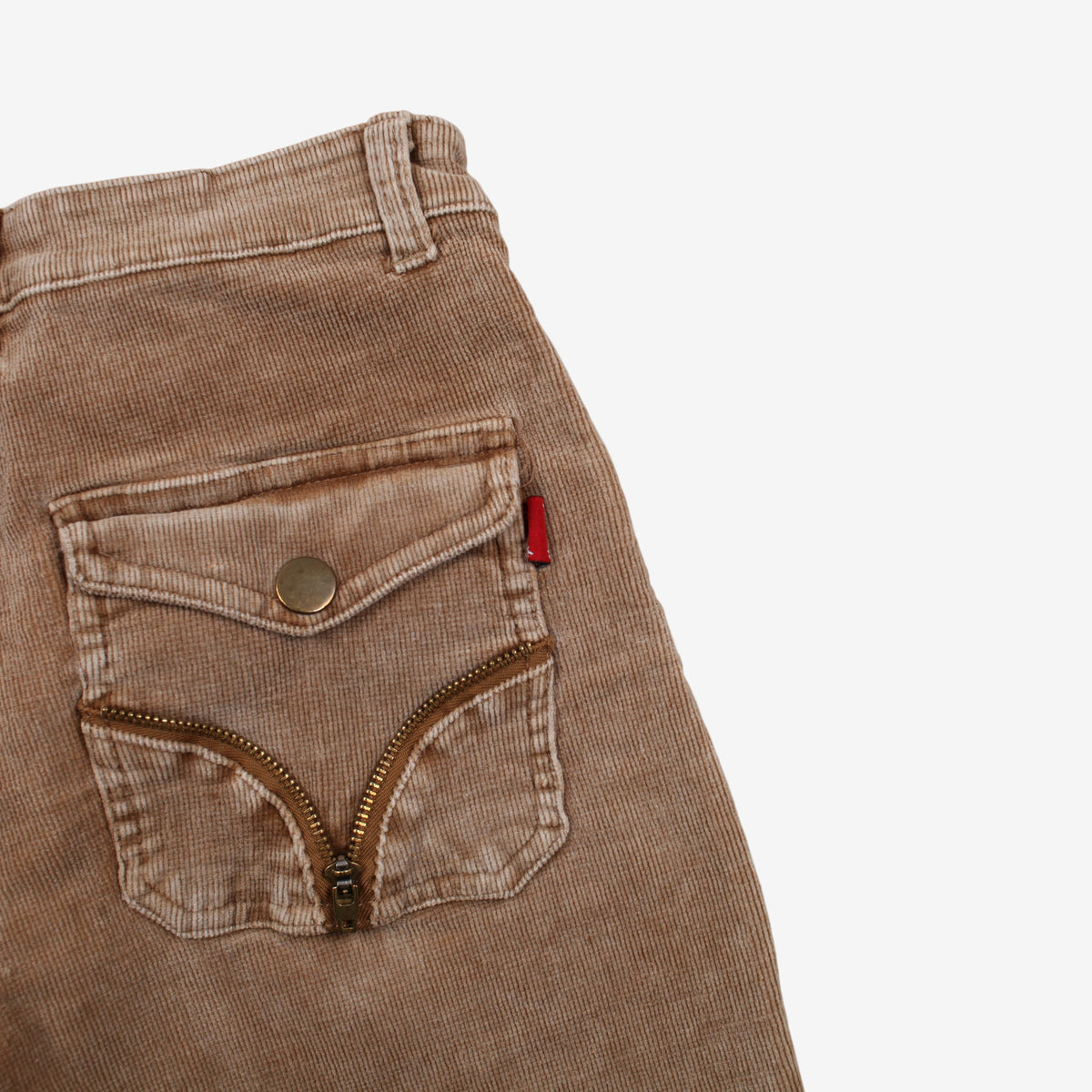 Yi Wei Ni Corduroy Trousers Pants 27x31 Womens Y2k Beige Pockets Streetwear Cord