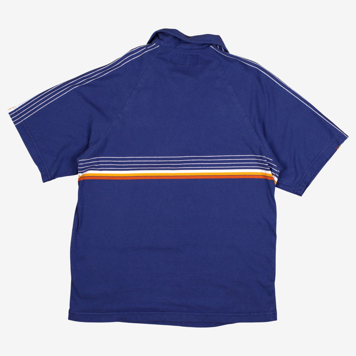Vintage Counter Culture Polo Shirt XL Mens 80s Blue Striped Raglan Sleeve Preppy