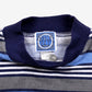 Vintage Bugle Boy Long Sleeve T-Shirt L Mens Blue 90s Striped Mock Neck Pullover
