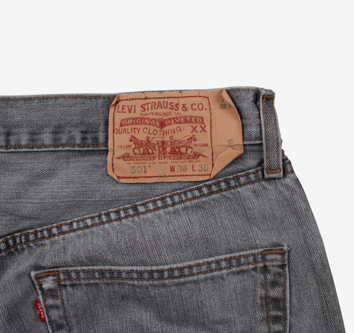 Levis 501 Jeans 36x30 Grey Regular Straight Stonewash Button Fly Denim