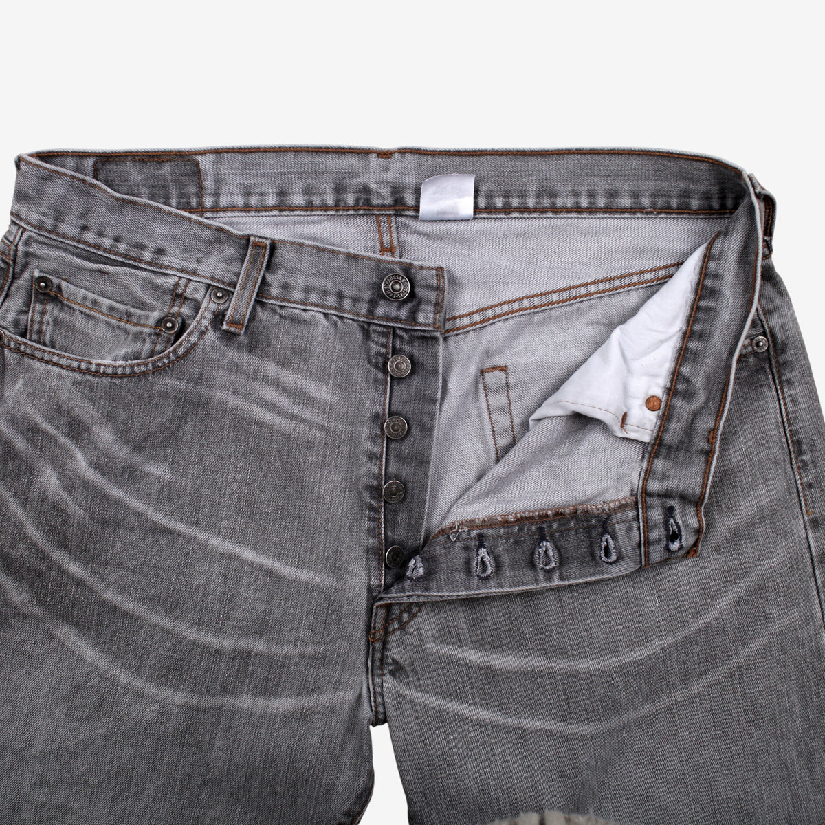 Levis 501 Jeans 36x30 Grey Regular Straight Stonewash Button Fly Denim