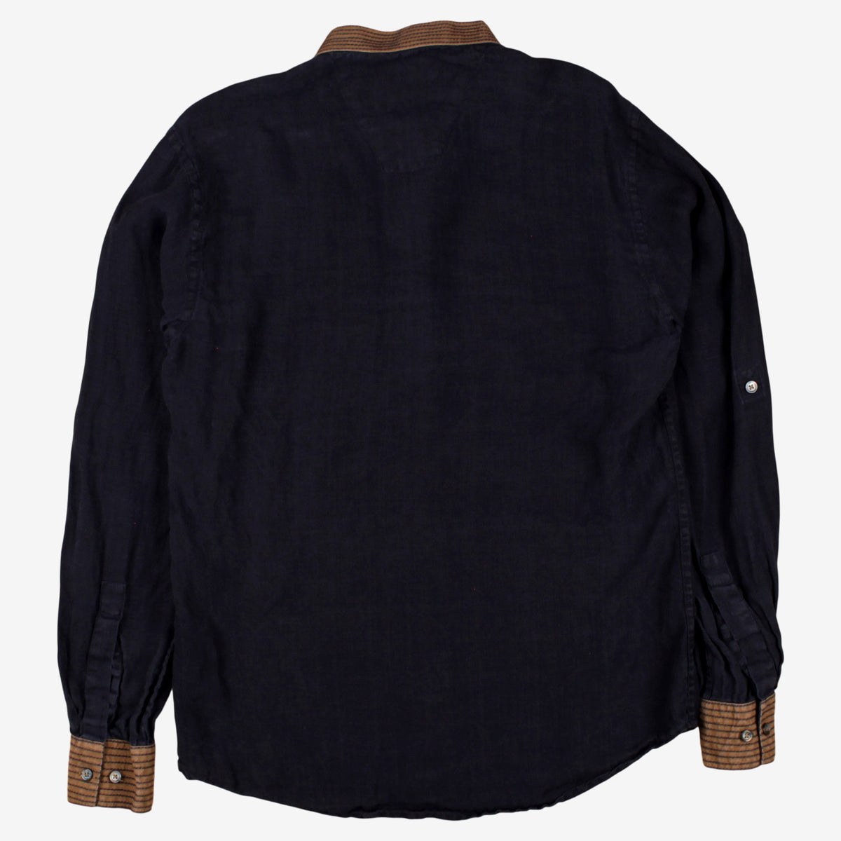 Salvador Dali Polo Shirt 38 Mens Blue 00s Crest Linen Long Sleeve Preppy