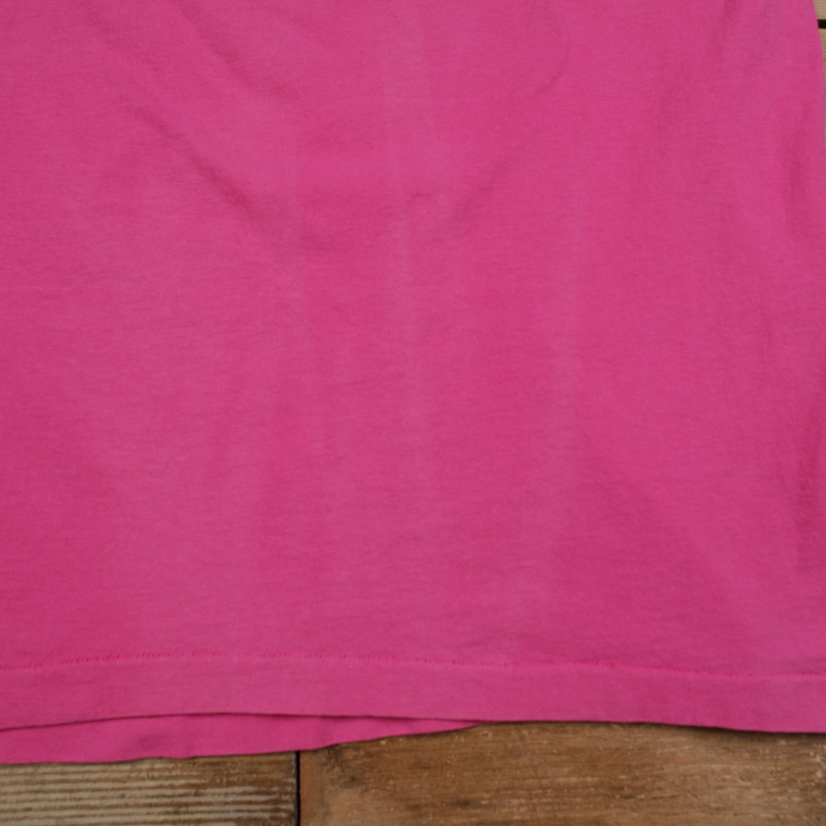 Vintage Fruit of the Loom T-Shirt L Mens 90s Blank Pink 100% Single Stitch USA