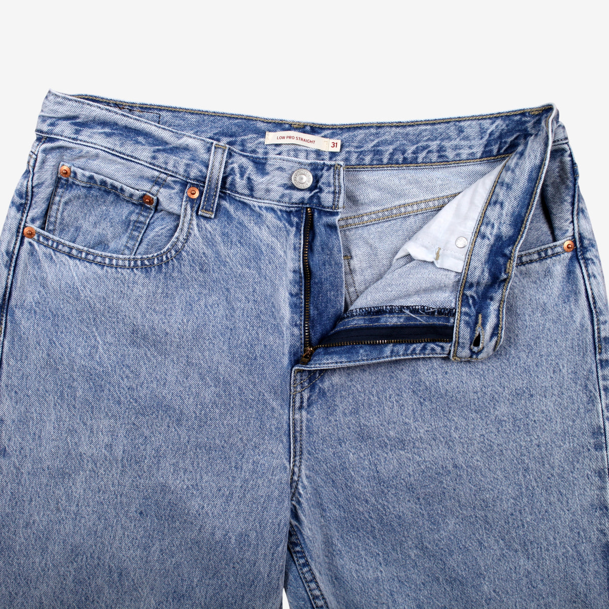 Levis Low Pro Straight Jeans 34x30 Blue Light Stonewash Red Tab Denim