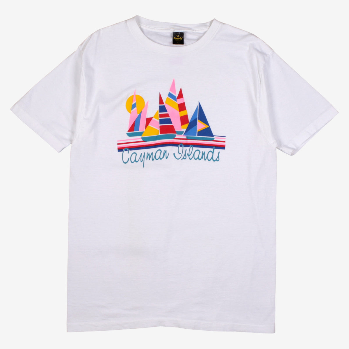 Vintage Anvil T-Shirt M Mens 90s White Cayman Islands Graphic USA Single Stitch