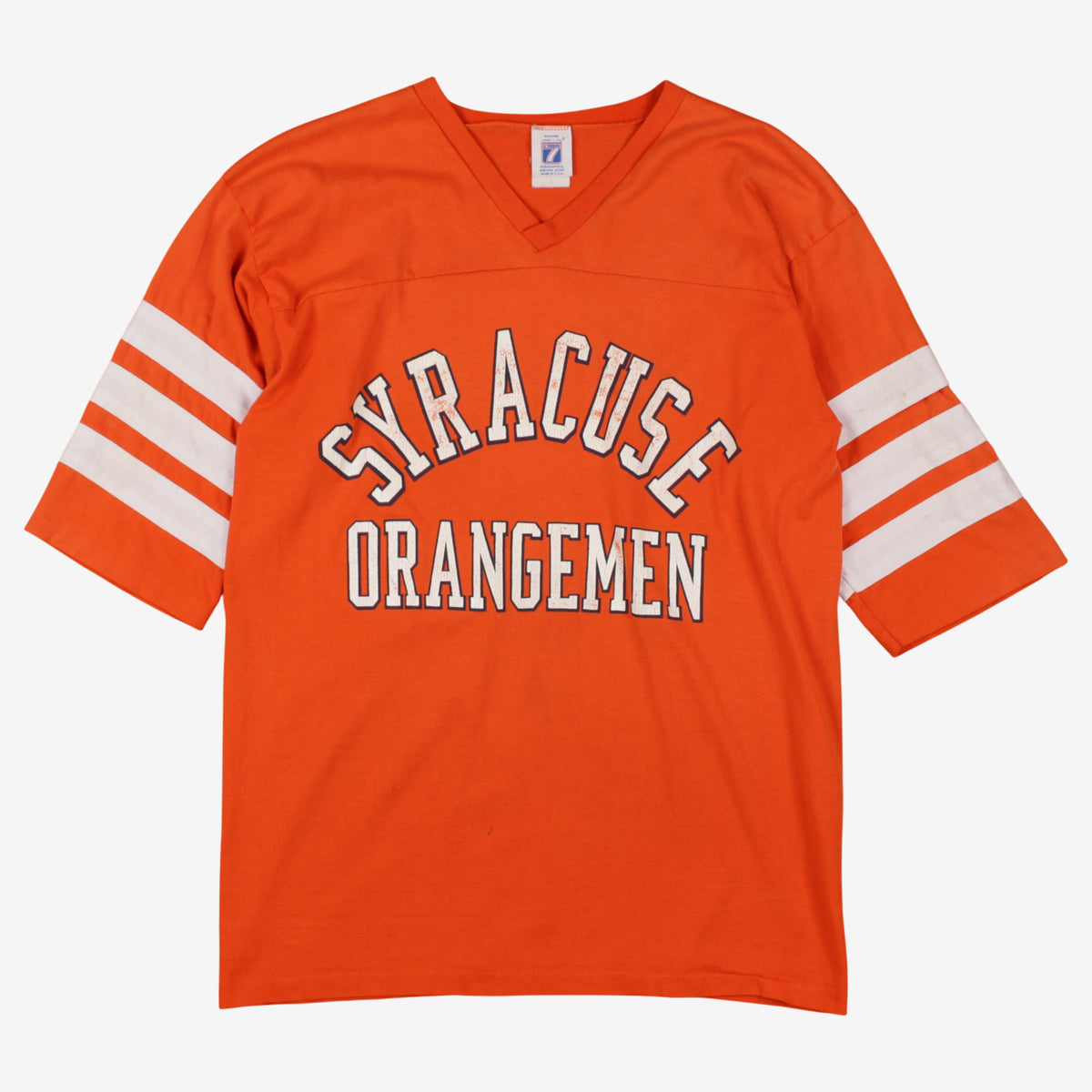 Vintage Logo 7 T-Shirt M Mens 80s Syracuse Orangemen V-Neck Single Stitch USA